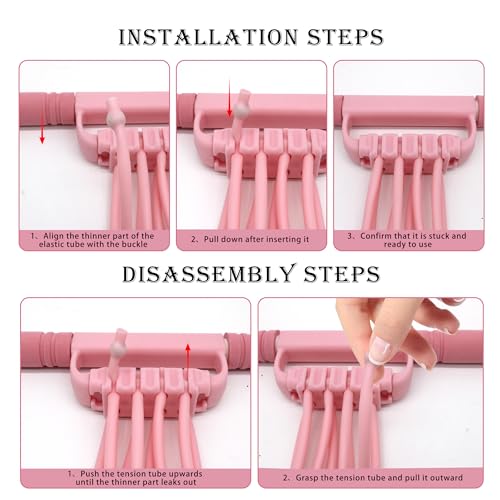 Multi-Function Tension Rope Band & Pedal Puller Resistance Band, 6-Tube Elastic Yoga Pedal Puller Resistance Band, for Abdomen/Waist/Arm/Leg Stretching Slimming Training - color: Pink-8 tube