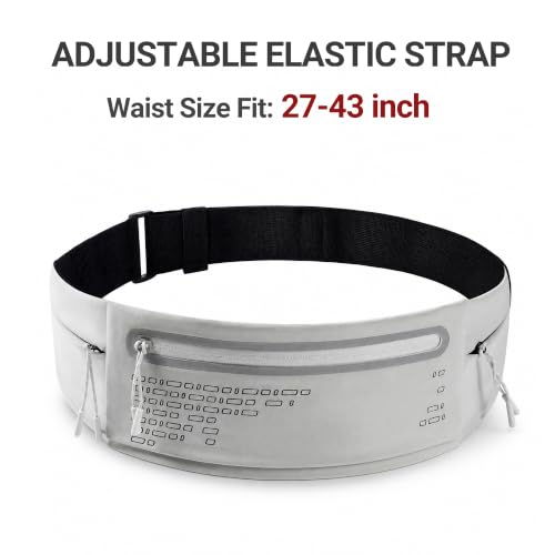 Running Belt Fanny Pack Men Women, Slim No-Bounce Waterproof Phone Holder - color: Grey
