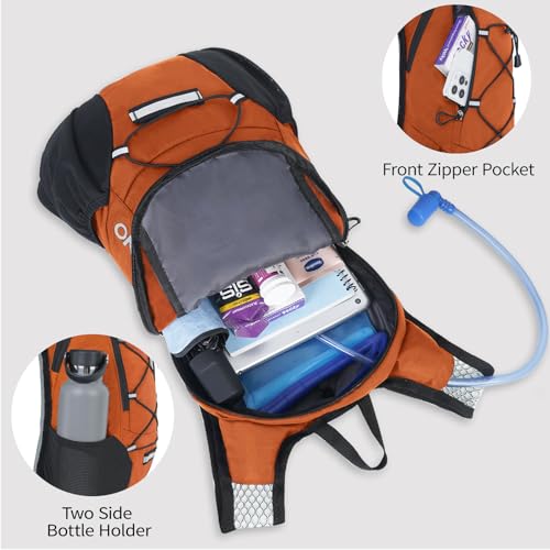 Lightweight Hydration Backpack, Running Backpack with 2L Water Bladder - color: Orange