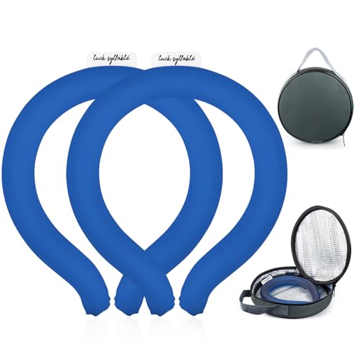 2PCS Neck CoolingTube with Insulated Bag, Reusable Ice Coolers Wearable Body CoolingProducts, Neck Coolers for HotWeather (Navy Blue*2) - color: Navy Blue*2