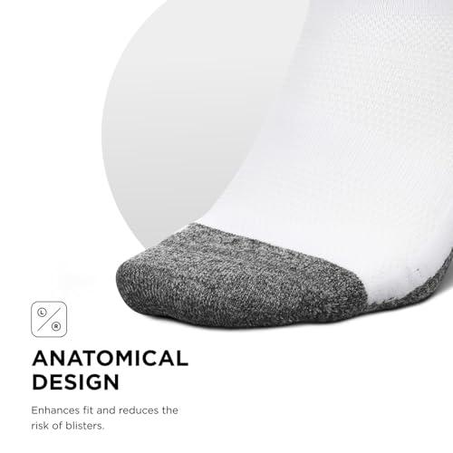 Feetures Elite Light Cushion Mini Crew Sock - color: White High Top Stripe (1 Pair), size: Medium