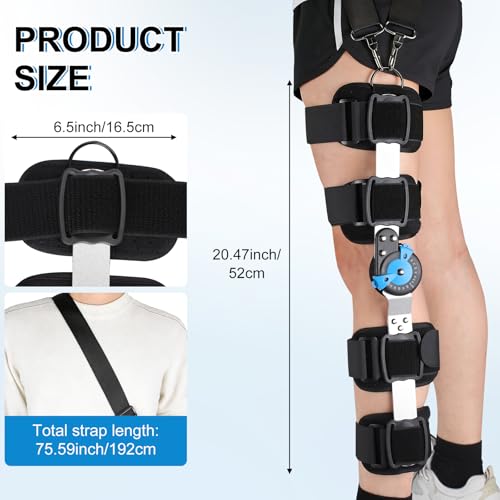 Hinged ROM Knee Brace with Adjustable Locking Dial & Side Stabilizers - Post Op Knee Support for ACL, PCL, MCL Injury, Meniscus Tear Recovery - Universal Fit Stabilizer for Men & Women, Left or Right Leg