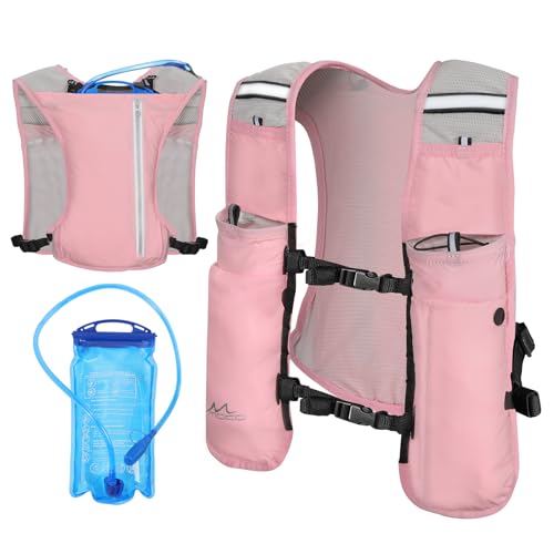 MoKo Running Hydration Vest for Men Women, Lightweight Hydration Pack with 1.5L Water Bladder - color: Pink