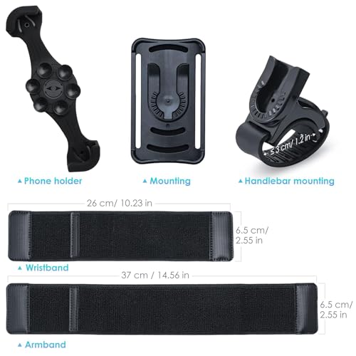 Cikyner 3 in 1 Running Armband, 360° Rotatable & Detachable Sports Armband