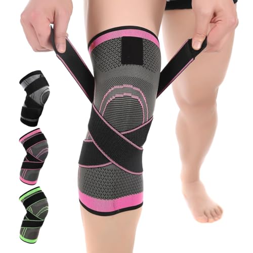 1 Pack Knee Brace for Women, Compression Sleeve with Strap (XLPink) - color: Pink, size: X-Large