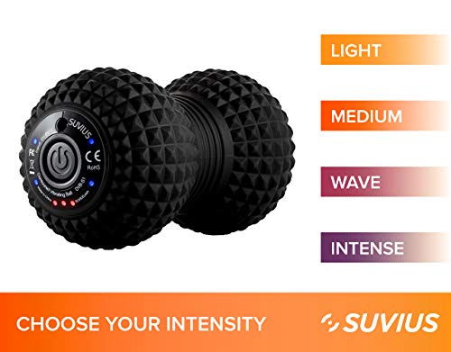 Vibrating Peanut Roller - 4 Vibration Levels - Rechargeable - Muscle Roller for Deep Tissue Massage and Muscle Recovery - Massager for Back, Neck, Foot, Leg, and Body - Black