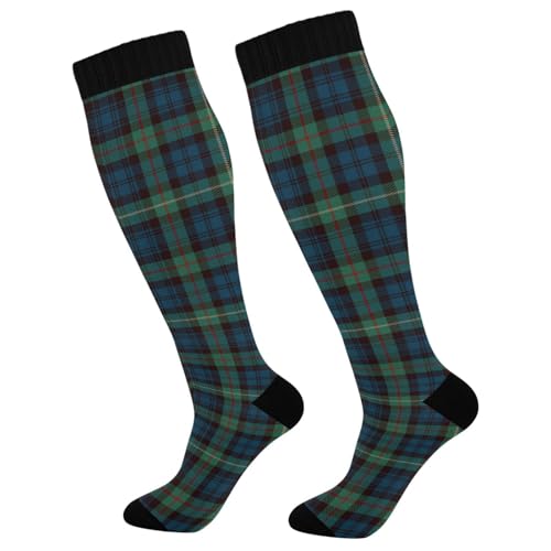 JUNZAN Buffalo Plaid Red Black Knee High Socks Compression Socks for Women Men Kid for Running Sports Nurse - color: Blue Black Plaid