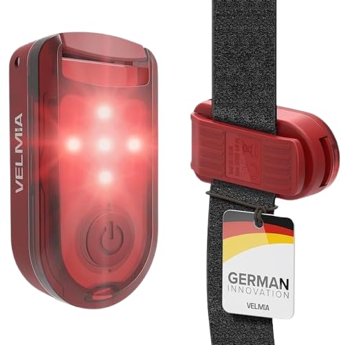 VELMIA Running Light for Runners (2 Pack) for Maximum Safety Through Visibility I Clip On Strobe & Reflective Gear - Dogs, Walking, Bike Taillight, Stroller - color: Ruby Red