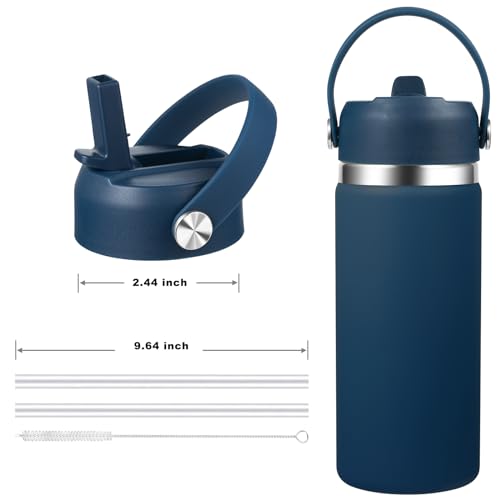 KMN Wide Mouth Straw Lid with Flip Top, Replacement Cap with Straw for Hydro Flask 18 32 40 oz Wide Mouth Water Bottle & 12 16 20 oz Coffee Flask, BPA-Free Leakproof Sports Lid (Indigo Blue) - color: Indigo Blue