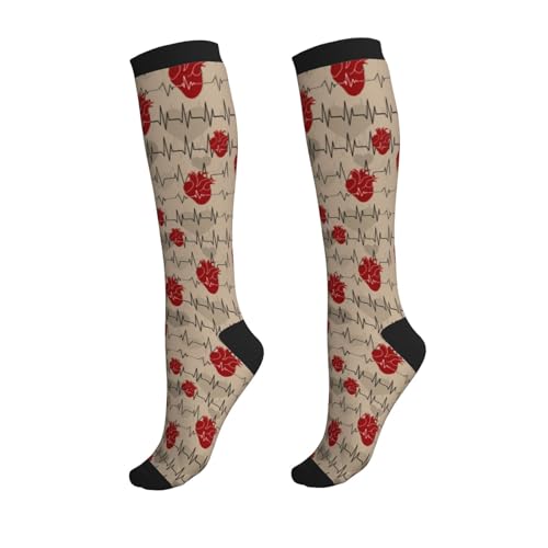 Compression Socks, Unisex 15-20 mmHg Knee High Support Socks - color: Ecg