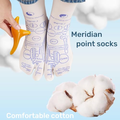 COLSA Reflexology Socks with Tools,Acupoint Socks Set,Beginner Acupoint Massage Tools Large Triangular Sparrow+acupoint Stick(2pcs Men+Gloves) - color: 2pcs Men+gloves