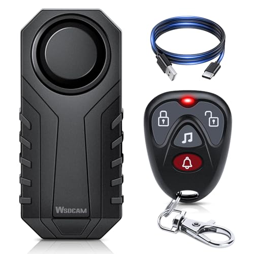 WSDCAM Wireless Bike Alarm with Remote, Rechargeable 113dB Loud Bicycle Alarm System Anti Theft, IP65 Waterproof, Bike Alarms for E-Bikes, Motorcycles, Scooter, Outdoor Riding and Cycling Safety - size: Lithium Rechargeable