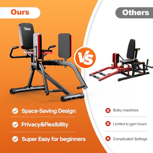 Hip Abductor Machine for Women/Men, Compact Glute Machine & Leg Exercise Equipment with Resistance Band, 6-Level Adjustable Booty Builder for Home Gym, Ultra Quiet, 360° Adjustable Leg Pads