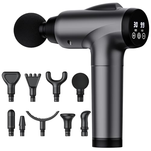 OLsky Massage Gun Deep Tissue 30 Speeds 9 Attachments Handheld (Grey) - color: Grey