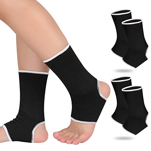 Haysandy 4 Pcs Kids Ankle Brace Support, Black, 10-15 Years - color: Black, size: 10-15 Years
