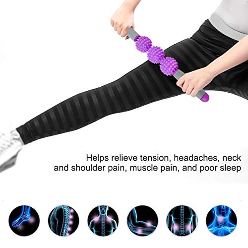 Muscle Roller Stick - Yoga Stick Muscle Roller Stick Cellulite Spiky Ball for Back Arms Shoulder Leg(Purple) - color: Purple