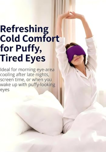 Cooling Gel Eye Mask for Puffy Eyes, Migraine & Headache Relief, Full Eye-Area Cold Compress for Eyes & Temples, FSA Eligible HSA Reusable Eye Ice Pack for Swelling & Post-Surgery Recovery - color: Black Purple