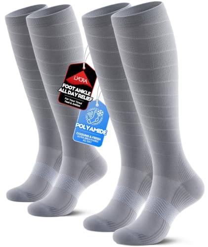 Compression Socks Women & Men for Nurse Travel Flying Running Cycling - color: Grey, size: Small-Medium