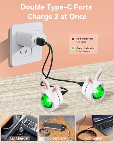 Rechargeable Shoe Charm Lights, 2PCS Cute Bunny Shoe Lights for Croc Style Shoes, IPX5 Charm Accessories with 3 Lighting Modes, Headlights for Camping Dog Walking for Kids