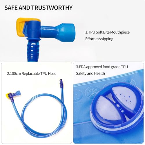 Unigear Hydration Bladder Water Reservoir 1.5L-3L for Hiking Backpack - color: Blue, size: 101.4 Ounces