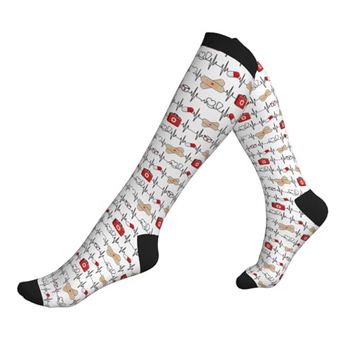 Compression Socks Knee High Support Socks Women Circulation Stockings for Athletic Running Cycling Flying - color: Medical