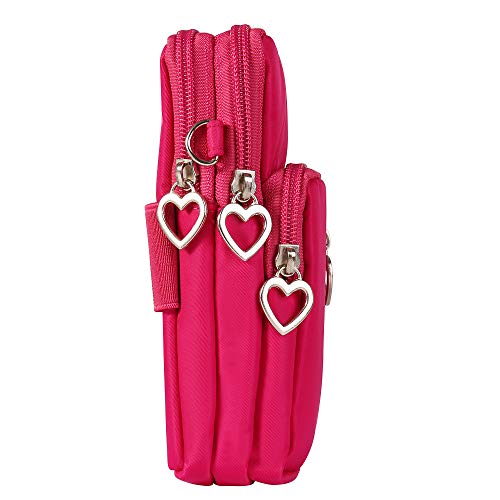 Women Small Crossbody Bag Cell Phone Purse Shoulder Pouch Armband Wallet Case Handbag for iPhone Samsung Google Pixel - color: Pink