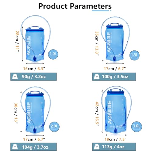 JEELAD TPU Hydration Bladder Water Bladder Ultra-Durable Water Storage Bladder for Hydration Backpacks Outdoor Hiking Running Cycling Camping Climbing - size: 01 - 2L - TPU Water Bladder