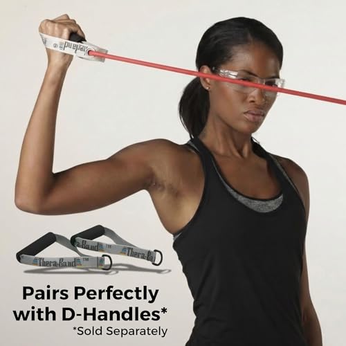 THERABAND Resistance Tubing, Physical Exercise Band, Workout, 100', M, Red - color: Level 2 / Medium - Red, size: 100 Foot