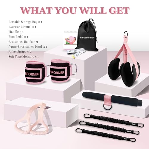HIMESPORNER Pedal Resistance Band with Handle & Ankle Straps, Figure 8 Band