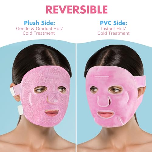 LotFancy Ice Face Mask, Reusable Full Face Ice Pack, Gel Bead Cooling Mask - size: Universal