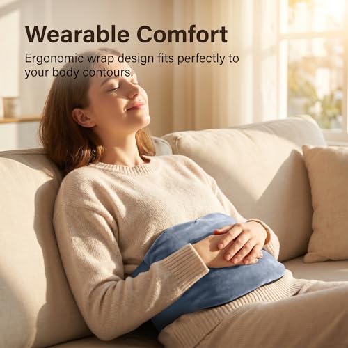 Microwave Heating Pad for Back Pain Relief, Flaxseed Microwavable Heating Pad with Removable Washable Flannel Cover, Moist Heating Pad for Period Cramps & Muscle Relaxation, 10''x18'' - color: Blue