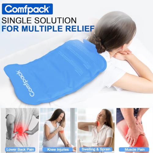 Comfpack Large Ice Pack for Injuries Gel Pack for Lower Back Pain Relief Reusable Hot Cold Therapy Cold Pack for Back, Shoulder, Elbow, Hip, Knee, Soft Cold Compress, 9.8 × 17.7" - size: 9.8×17.7 Inch