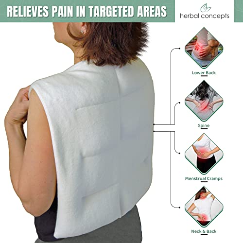 Herbal Concepts Aromatherapy Vest Shaped Microwaveable Wrap Made of Organic Flaxseed, Peppermint, & Lemon Grass for Back | Back Pack Relieves Stress & Pain | Available in Charcoal (Olive) - color: Olive