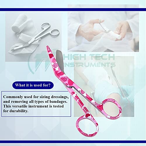 6 Pcs Set of Bandage Scissors 5.5" Long, Nurse Vet Tech Gift - Made of Stainless Steel with Colorful Patterns, First Aid, Used For Cutting Gauze, Tape, Clothing Bandages, Vet Wrap Adhesive Removal - style: Set 5