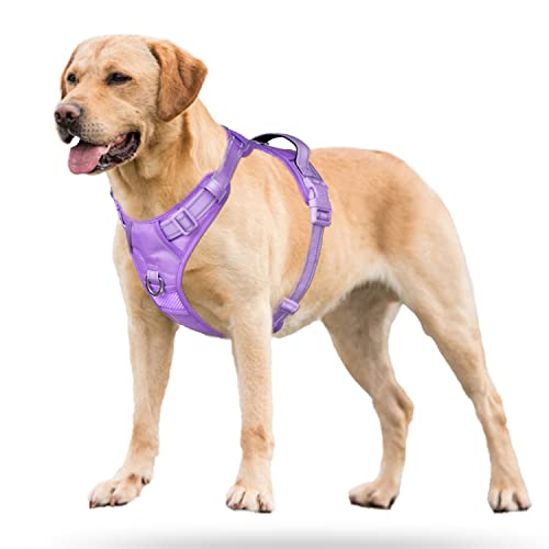 PoyPet No Pull Dog Harness, Reflective Vest with 2 Leash Clips & Handle - color: Light Purple(Matching Trim), size: S
