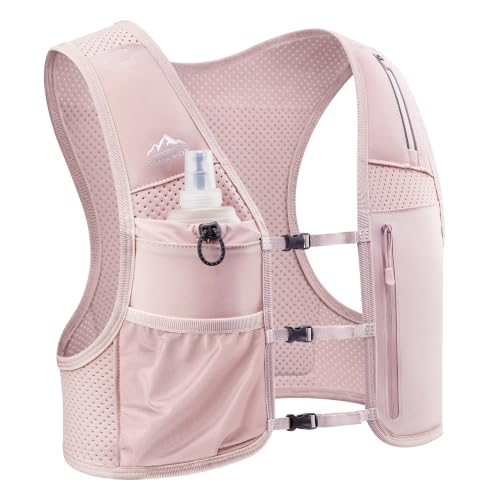 Zelvot Running Vest for Women Men, Hydration Vest with 500ml Soft Flask - color: Pink, size: X-Small-Small