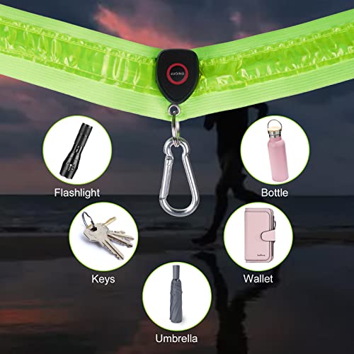 Aucuu LED Armband Rechargeable(2 Pack), High Visibility Reflective Running Gear, Running Lights for Runners, Light Up Armbands for Night Cycling, Walking, Running Gift for Men Women Kids - color: Shoulder Strap-Green