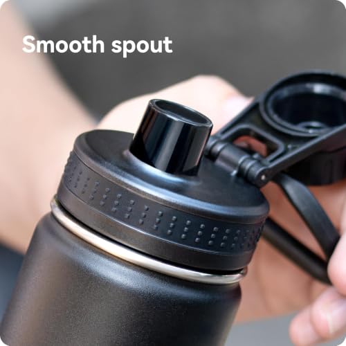 Spout Lid for Hydro Flask 12 16 18 20 32 40 64oz Wide Mouth Bottle - color: Black 2 pack