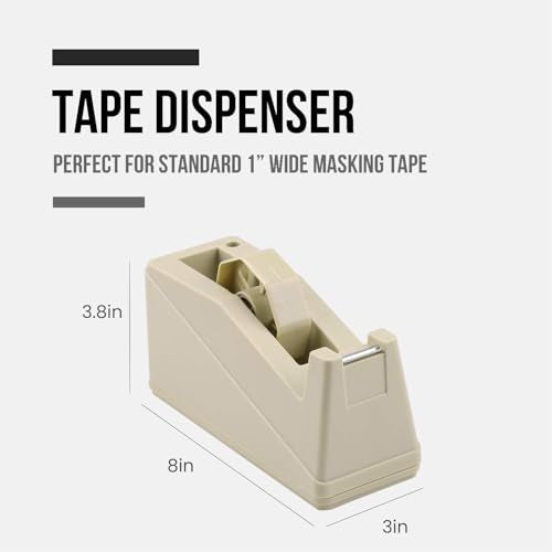 Lichamp Desktop Tape Dispenser Holder with Large 3 Inch Core for Masking, Heat Transfer, Painters, Freezer, Kitchen Tape (Pack of 3) - size: 8 x 3 x 3.8 inches (Pack of 3)
