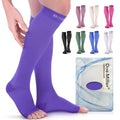 Doc Miller Open Toe Compression Socks, 20-30 mmHg, Knee High, Men & Women - color: Violet, size: Small