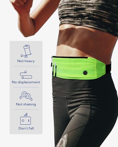 WATERFLY Running Belt Fanny Pack:Phone Holder Belt for Men Women - color: Neon green