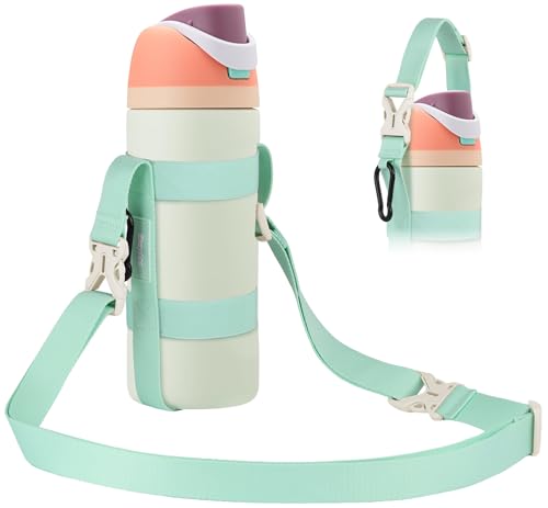 EasyAcc Water Bottle Holder Strap Sling, for Owala FreeSip 24 32 40 oz, Hydro Flask, Cirkul, Yeti, Stanley Flip, Universal Water Bottles, with Carabiner, for Walking Curise Travel (Bottle Excluded) - color: Eucalyptus
