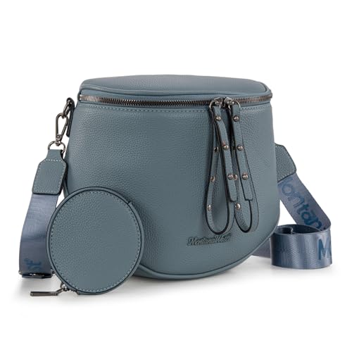 Montana West Crossbody Bag for Women, Vegan Leather Bum Bag with Coin Purse - color: Jean