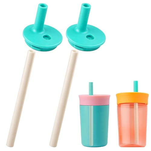 Silicone Bite Valve & Straws Parts for Owala Kids 12/15oz Bottle - color: Blue