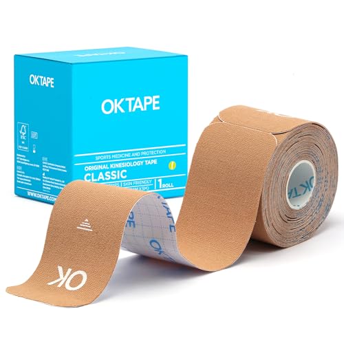 OK TAPE Kinesiology Tape Precut Elastic Hypoallergenic, 20 Strips, 2"x16ft - color: Beige, size: 20 Count (Pack of 1)