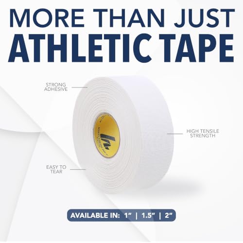 Howies Athletic Tape - 1" Zinc Oxide White Sports Tape for Ankles, Fingers & Athletic Trainers - Easy Tear - 4 Pack - size: 4 Pack