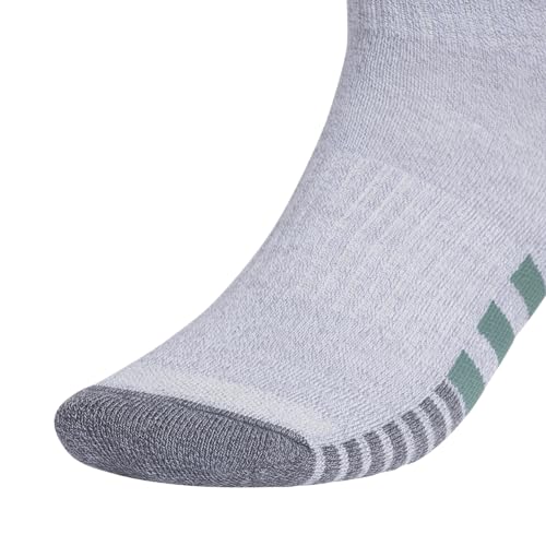 adidas Cushioned 3.0 3-Pack Quarter Socks - color: White/Grey/Preloved Teal Green/3/Color