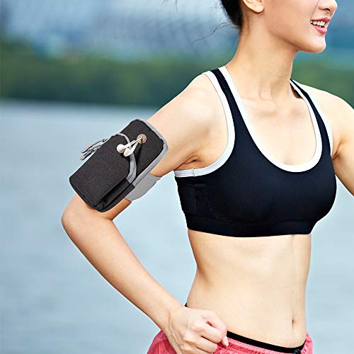 Black Secure Sweat-Proof Zippered Cell Phone Workout Armband Pouch for iPhone 12 11 6.1" Pro Max 6.7", mini 5.4", SE 2