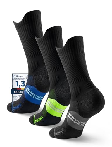 Juclise Men's Compression Running Crew Socks, 3 Pairs - color: Gradient Blue+gradient Lime+classic Black, size: Medium