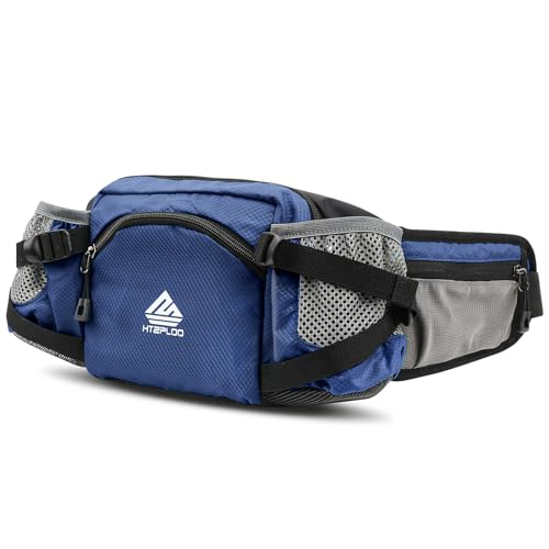 Fanny Pack Waist Bag with Water Bottle Holder for Men Women Running Hiking Travel Dog Walking Workout Cycling Outdoor (Dark Blue) - color: Dark Blue